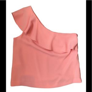 Club Monaco one shoulder blouse in pink, size 2